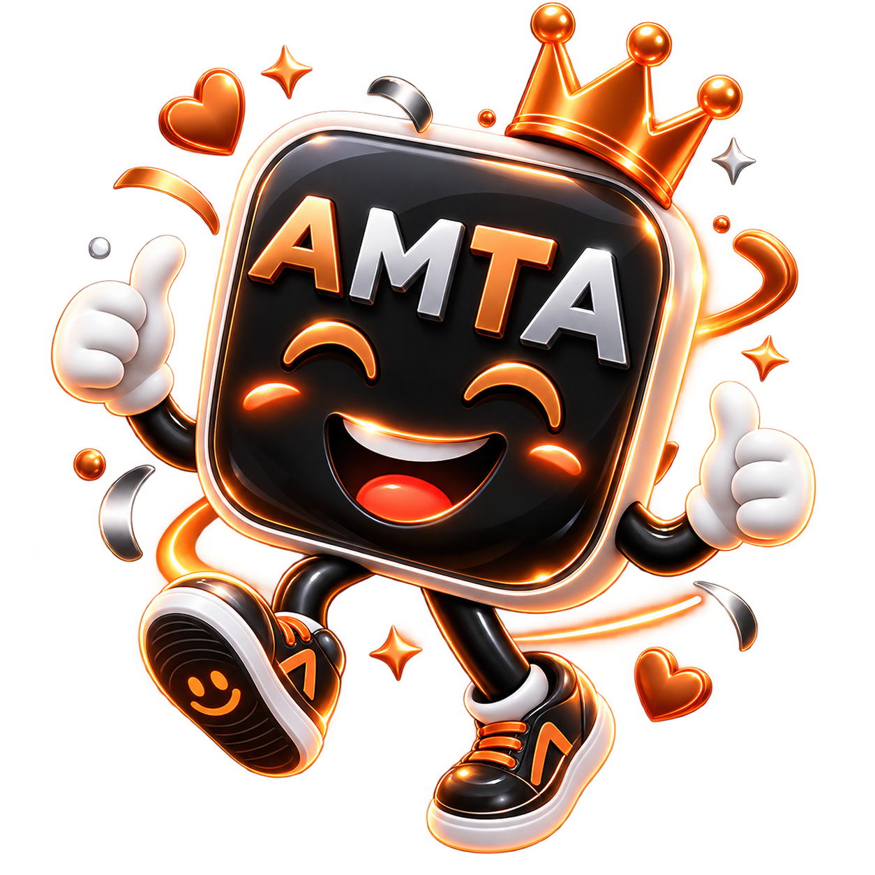 AMTA mascot celebrating with a crown